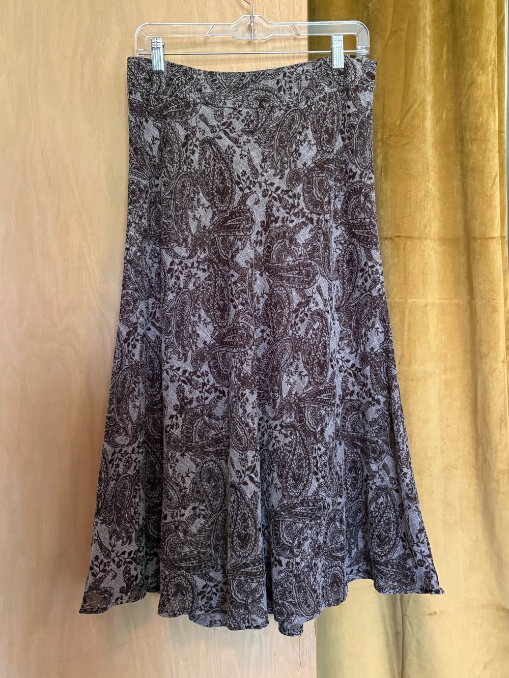 Women’s Paisley A-Line Skirt in Brown and Gray